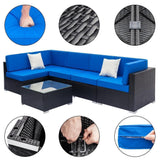 7PCS Outdoor Cushioned Patio Rattan Wicker Sofa Sectional Furniture Set (93875941)