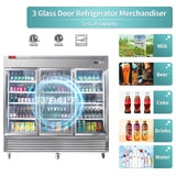 82" Commercial Stainless Steel Upright Display 3 Section Merchandiser Refrigerator (93815724)