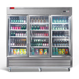 82" Commercial Stainless Steel Upright Display 3 Section Merchandiser Refrigerator (93815724)