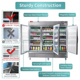 82" Commercial Stainless Steel Upright Display 3 Section Merchandiser Refrigerator (93815724)