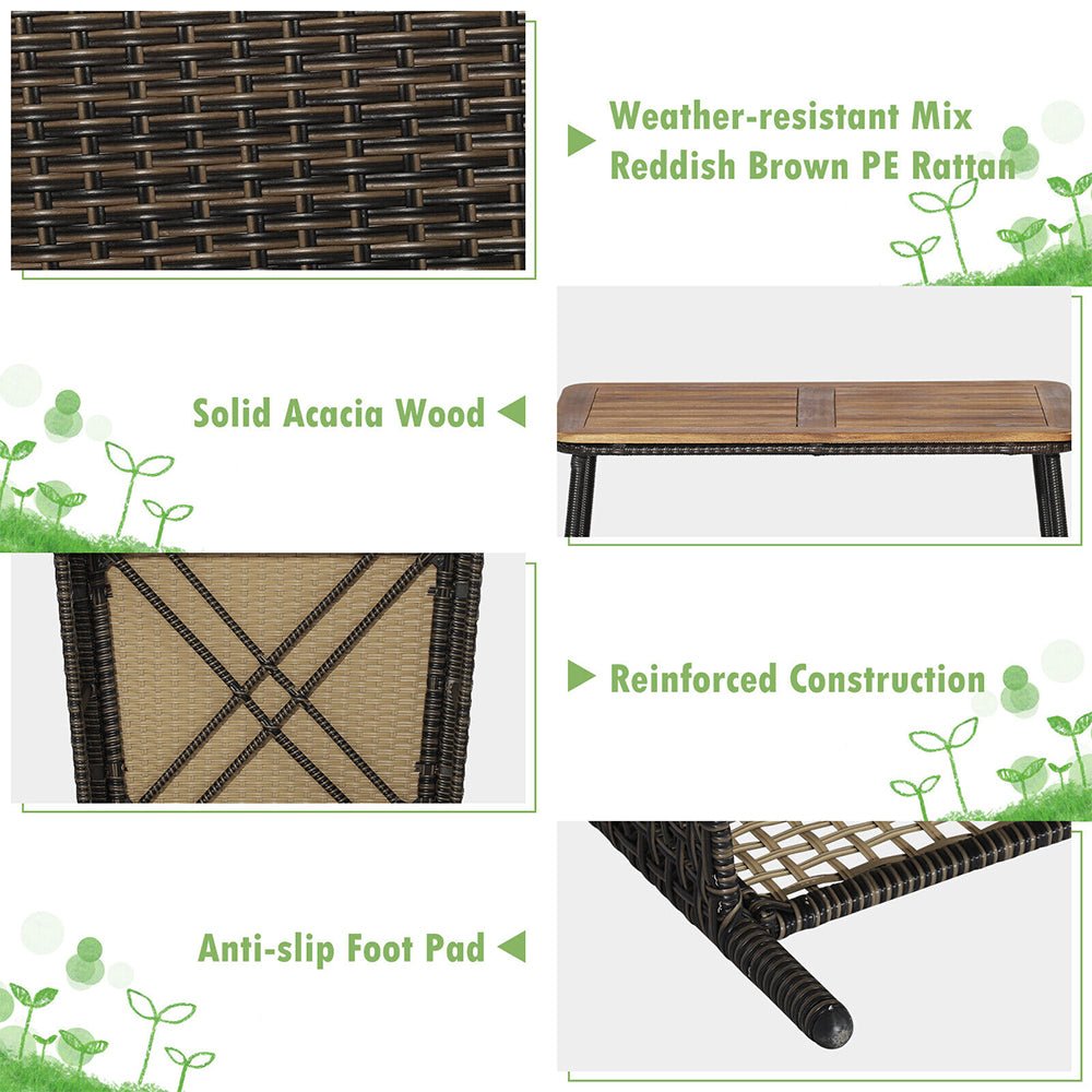 8PCS Outdoor Patio Rattan Furniture Set W/ Cushioned Chairs & Wooden Table Top (91730284)