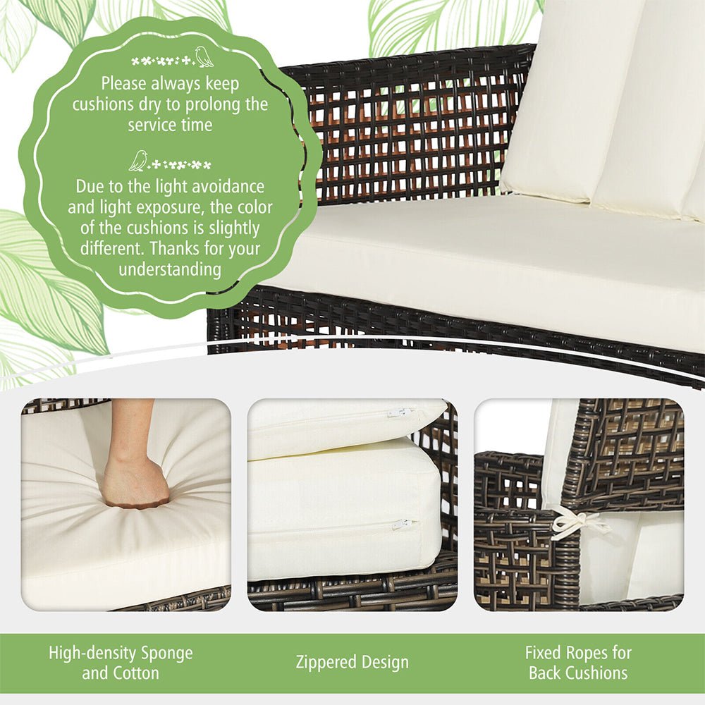 8PCS Outdoor Patio Rattan Furniture Set W/ Cushioned Chairs & Wooden Table Top (91730284)