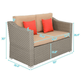Outdoor Rattan Wicker Furniture Set W/ Sofas, Ottomans & Coffee Tables, 9PCS