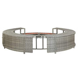 9FT Premium Round Outdoor Rattan Hot Tub Surround Frame With Storage Compartment, Gray (96315274)