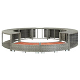9FT Premium Round Outdoor Rattan Hot Tub Surround Frame With Storage Compartment, Gray (96315274)