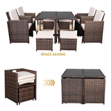 9PCS Outdoor Patio Sectional Wicker Rattan Furniture Set W/ Tempered Glass Table (98457316)