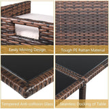 9PCS Outdoor Patio Sectional Wicker Rattan Furniture Set W/ Tempered Glass Table (98457316)