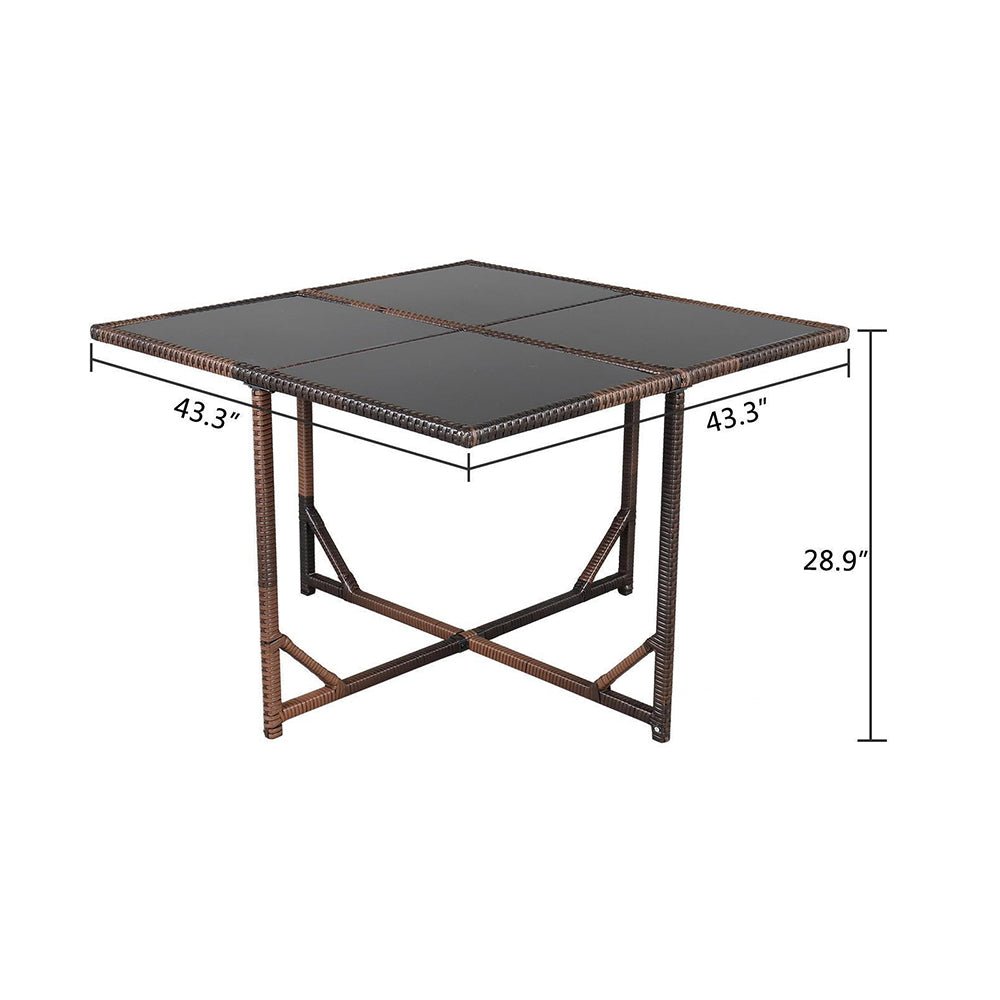 9PCS Outdoor Patio Sectional Wicker Rattan Furniture Set W/ Tempered Glass Table (98457316)