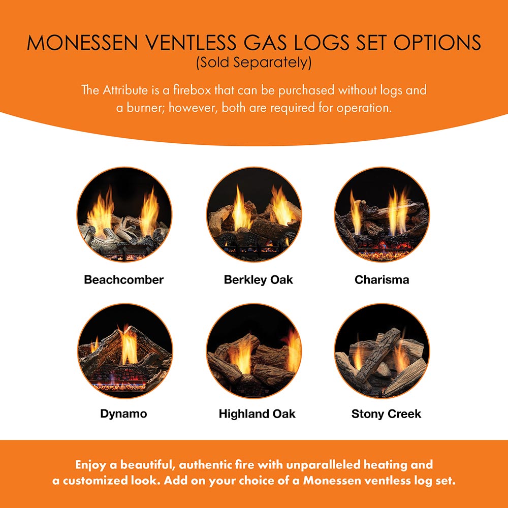 Monessen 42" Attribute Universal Circulating Vent-Free Firebox with Radiant Face and Multitonal Reversible Interior Panels