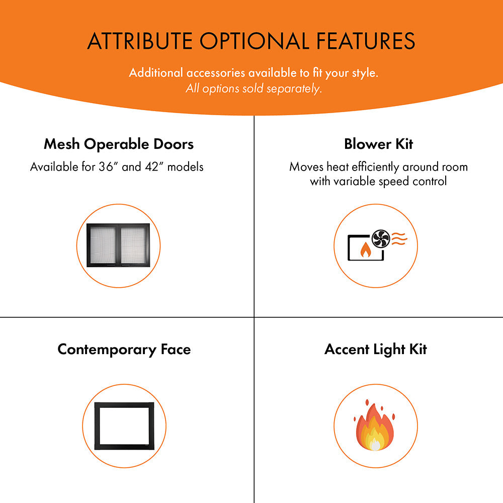 Monessen 42" Attribute Universal Circulating Vent-Free Firebox with Radiant Face and Multitonal Reversible Interior Panels