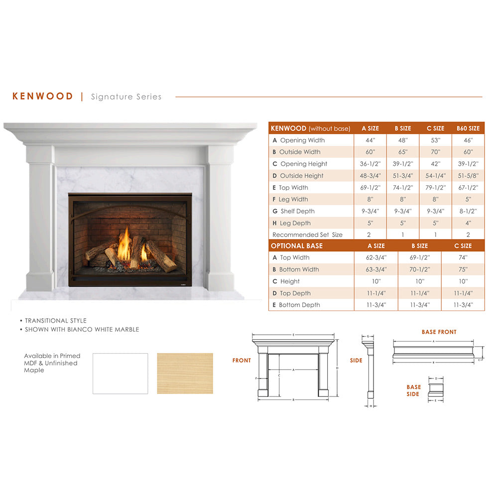 Monessen 32" Attribute Universal Circulating Vent-Free Firebox with Radiant Face and Multitonal Reversible Interior Panels