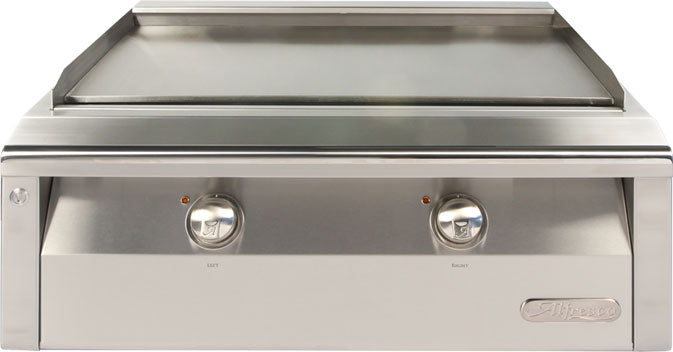 Alfresco 30" Dual Zone, Thematically Controlled Gas Griddle MOUNTED ON A30” STANDARD, 2 DOOR CART