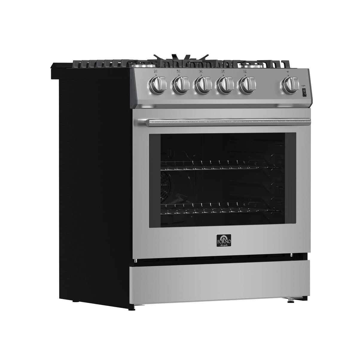 Forno Leonardo 30-Inch Stainless Steel Gas Range, 5 Sealed Burners, 5 cu.ft. Convection Oven