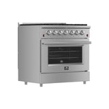 Forno Galiano 36-Inch Freestanding Gas Range, Stainless Steel, 6 Burners, Energy Efficient