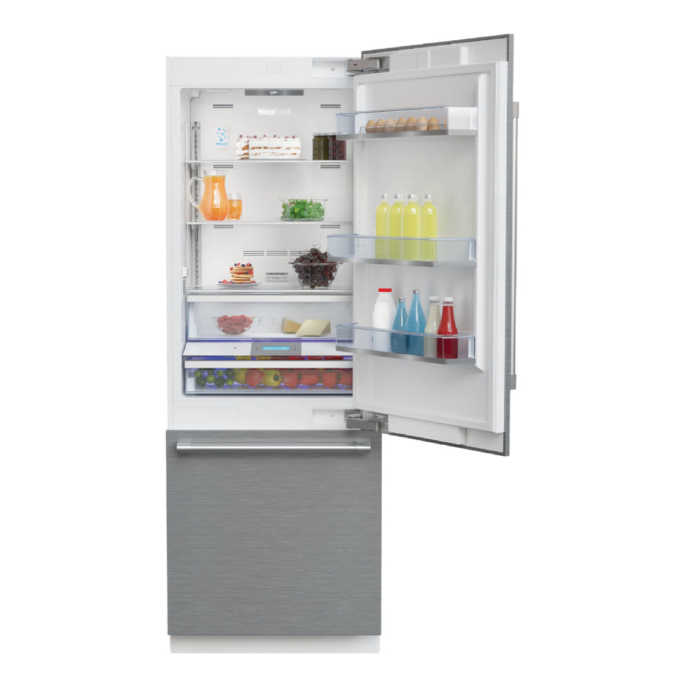 Beko 30" Built-In Bottom Freezer Refrigerator with 16.4 cu. ft. Capacity, EverFresh+, ActiveFreshBlueLight, NeoFrost Dual Cooling Technology in Stainless Steel