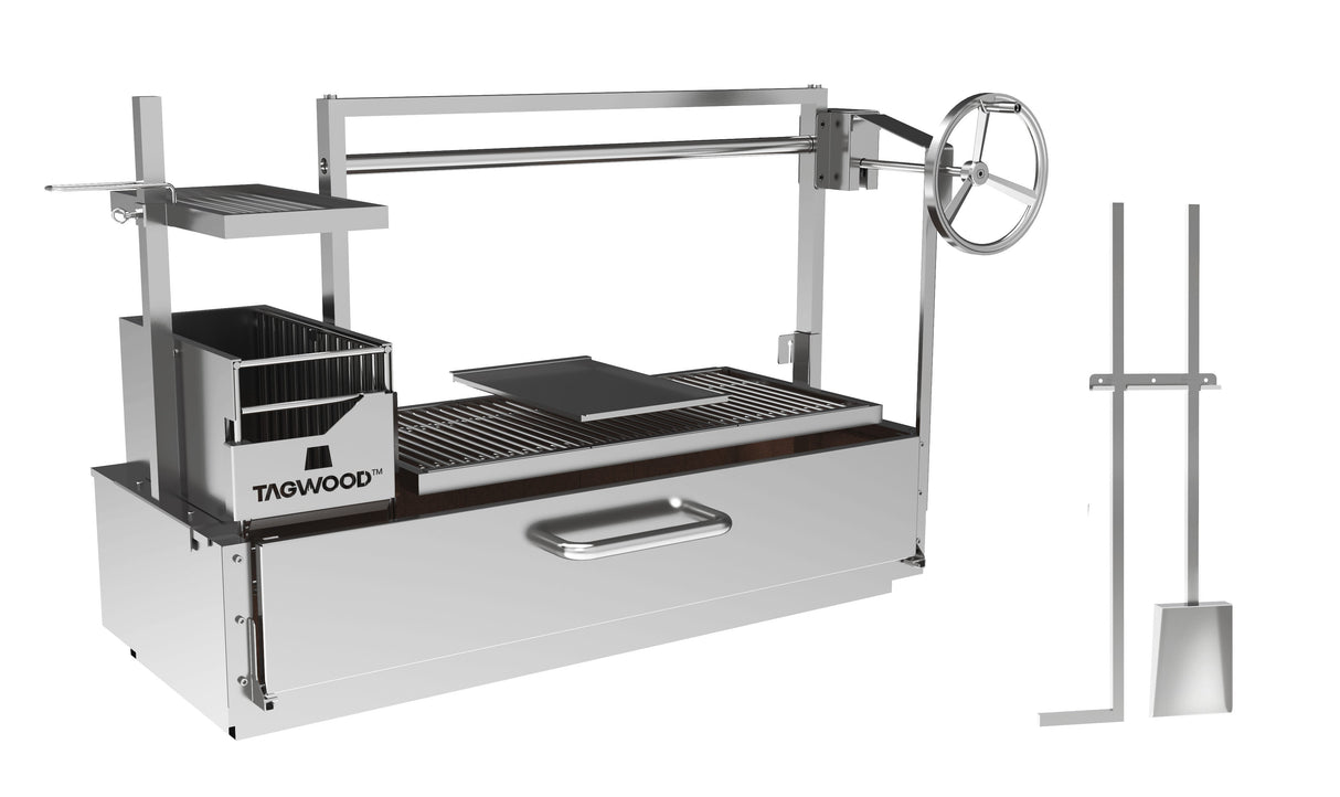 Tagwood BBQ XL Built-In Santa Maria Argentine Wood Fire & Charcoal Gaucho Grill OPEN FIRE COOKING | BBQ25SS -