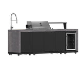 Forno Rimini Outdoor Kitchen 30" BBQ – 62,600 BTU, 3 Burners, Beverage Center, Black Cabinets & Gray Sintered Stone Countertop
