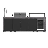Forno Rimini Outdoor Kitchen 30" BBQ – 62,600 BTU, 3 Burners, Beverage Center, Black Cabinets & Gray Sintered Stone Countertop