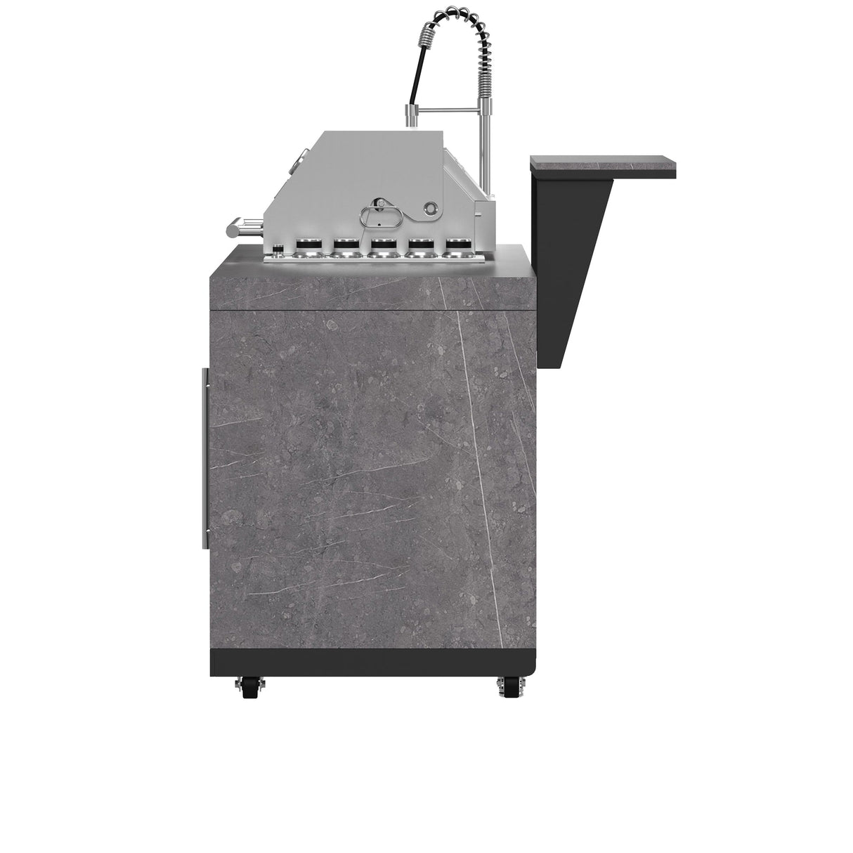 Forno Rimini Outdoor Kitchen 30" BBQ – 62,600 BTU, 3 Burners, Beverage Center, Black Cabinets & Gray Sintered Stone Countertop