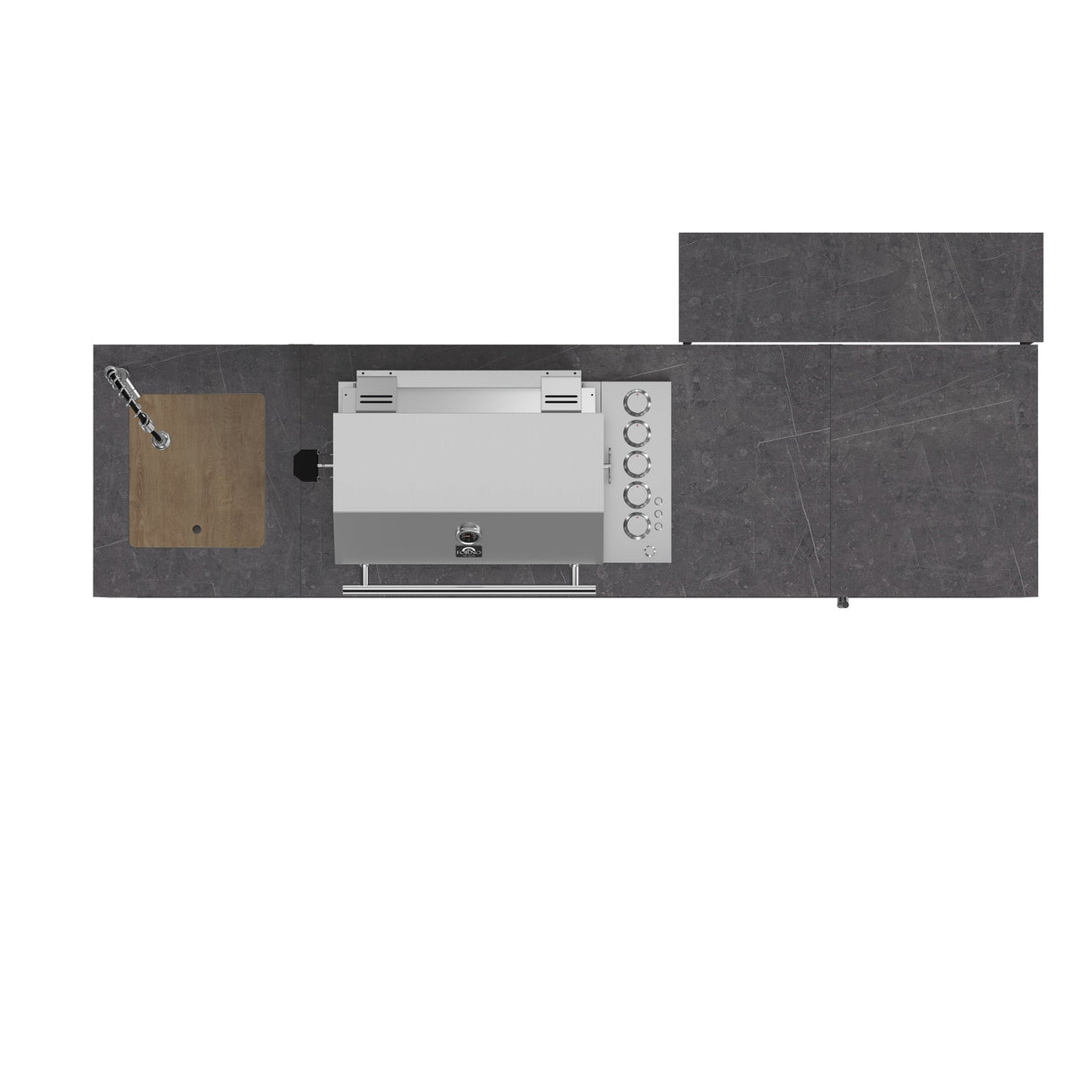 Forno Rimini Outdoor Kitchen 30" BBQ – 62,600 BTU, 3 Burners, Beverage Center, Black Cabinets & Gray Sintered Stone Countertop