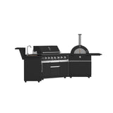 Forno All’Aperto Outdoor Kitchen – 87,600 BTU, 4 Burners, Infrared Burners, Pizza Oven, Black Countertops, Bar & Beverage Center