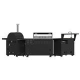 Forno All’Aperto Outdoor Kitchen – 87,600 BTU, 4 Burners, Infrared Burners, Pizza Oven, Black Countertops, Bar & Beverage Center