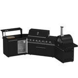 Forno All’Aperto Outdoor Kitchen – 87,600 BTU, 4 Burners, Infrared Burners, Pizza Oven, Black Countertops, Bar & Beverage Center
