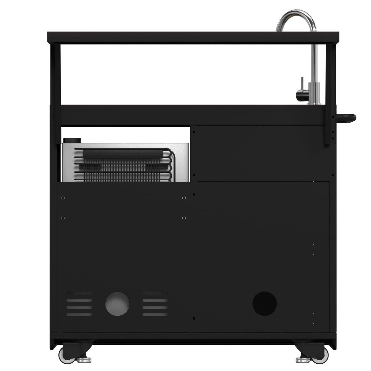Forno All’Aperto Outdoor Kitchen in Black – 99,600 BTU, 5 Burners, Infrared Burners, Pizza Oven, Sink, Bar & Beverage Center
