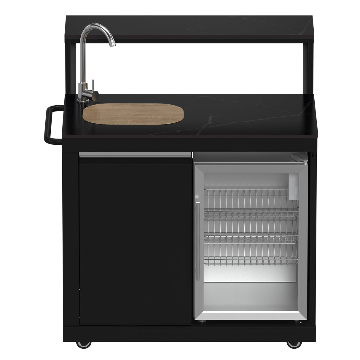 Forno All’Aperto Outdoor Kitchen – 87,600 BTU, 4 Burners, Infrared Burners, Pizza Oven, Black Countertops, Bar & Beverage Center