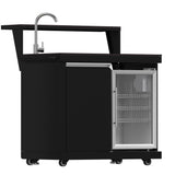 Forno All’Aperto Outdoor Kitchen – 87,600 BTU, 4 Burners, Infrared Burners, Pizza Oven, Black Countertops, Bar & Beverage Center