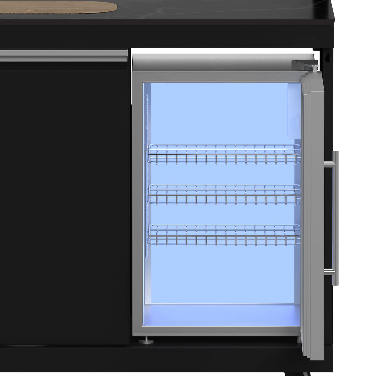 Forno All’Aperto Outdoor Kitchen – 87,600 BTU, 4 Burners, Infrared Burners, Pizza Oven, Black Countertops, Bar & Beverage Center