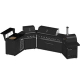 Forno All’Aperto Outdoor Kitchen in Black – 99,600 BTU, 5 Burners, Infrared Burners, Pizza Oven, Sink, Bar & Beverage Center