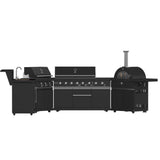 Forno All’Aperto Outdoor Kitchen in Black – 99,600 BTU, 5 Burners, Infrared Burners, Pizza Oven, Sink, Bar & Beverage Center