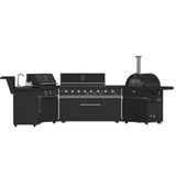 Forno All’Aperto Outdoor Kitchen in Black – 99,600 BTU, 5 Burners, Infrared Burners, Pizza Oven, Sink, Bar & Beverage Center