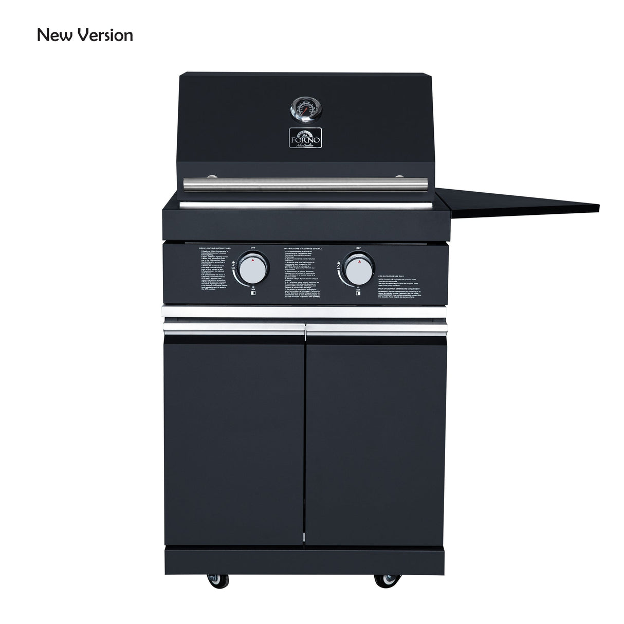 Forno All’Aperto Outdoor Kitchen in Black – 99,600 BTU, 5 Burners, Infrared Burners, Pizza Oven, Sink, Bar & Beverage Center