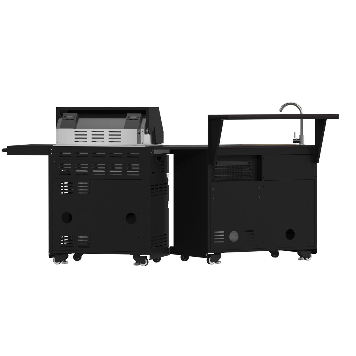 Forno All’Aperto Outdoor Kitchen – 62,600 BTU, 3 Burners, Infrared Burners, Black Countertops, Bar & Beverage Center