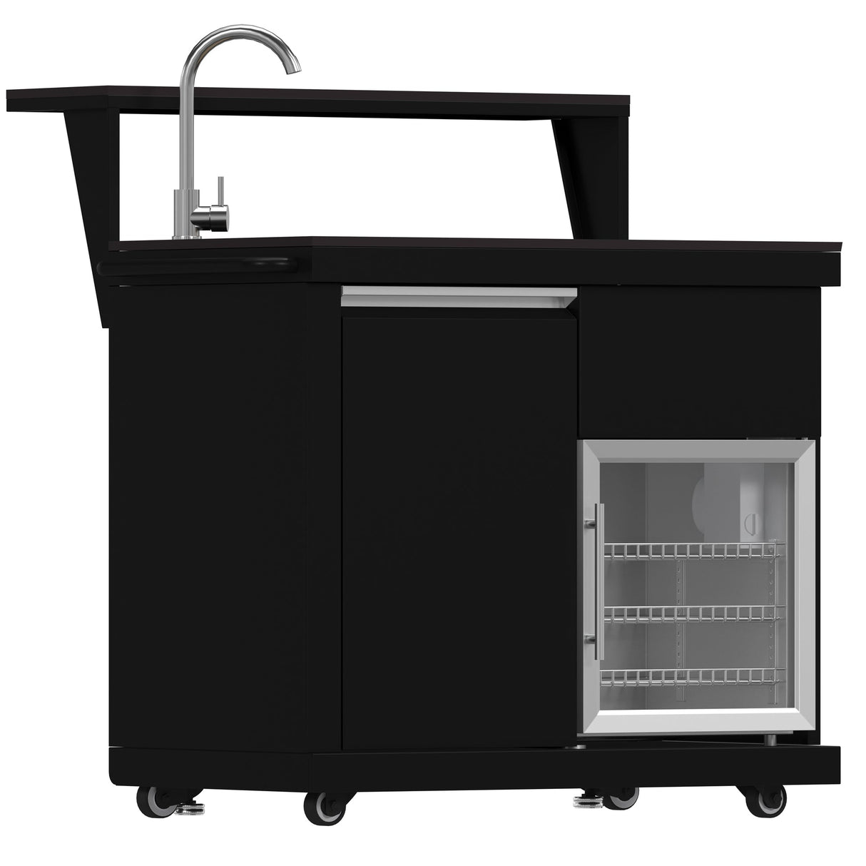 Forno All’Aperto Outdoor Kitchen – 62,600 BTU, 3 Burners, Infrared Burners, Black Countertops, Bar & Beverage Center