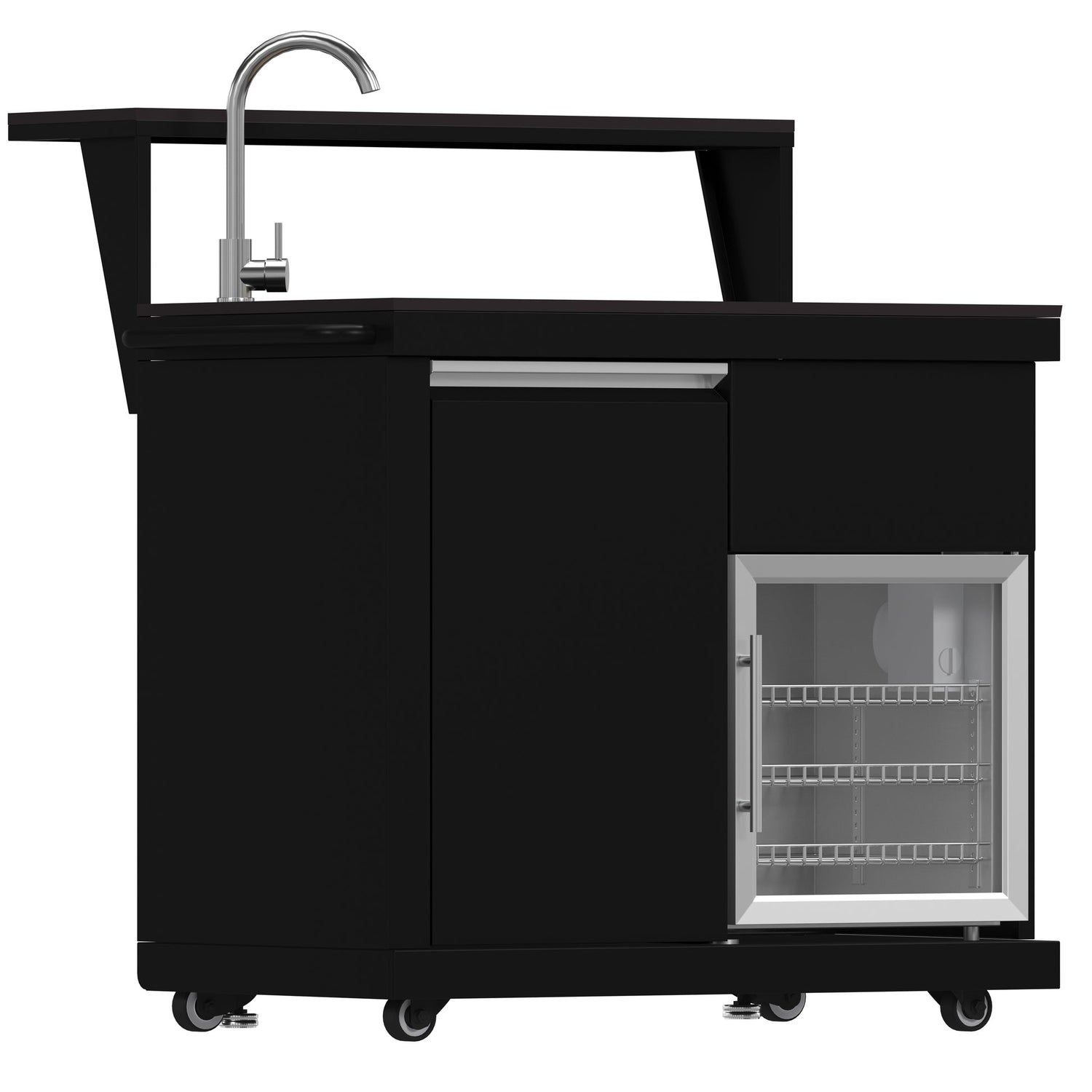 Forno All’Aperto Outdoor Kitchen – 62,600 BTU, 3 Burners, Infrared Burners, Black Countertops, Bar & Beverage Center