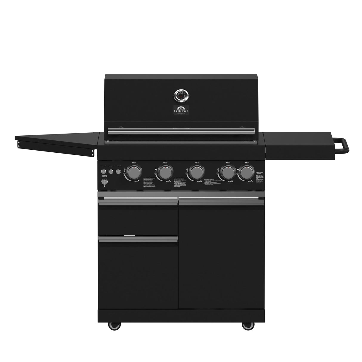 Forno All’Aperto Outdoor Kitchen – 62,600 BTU, 3 Burners, Infrared Burners, Black Countertops, Bar & Beverage Center