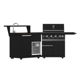 Forno All’Aperto Outdoor Kitchen – 62,600 BTU, 3 Burners, Infrared Burners, Black Countertops, Bar & Beverage Center