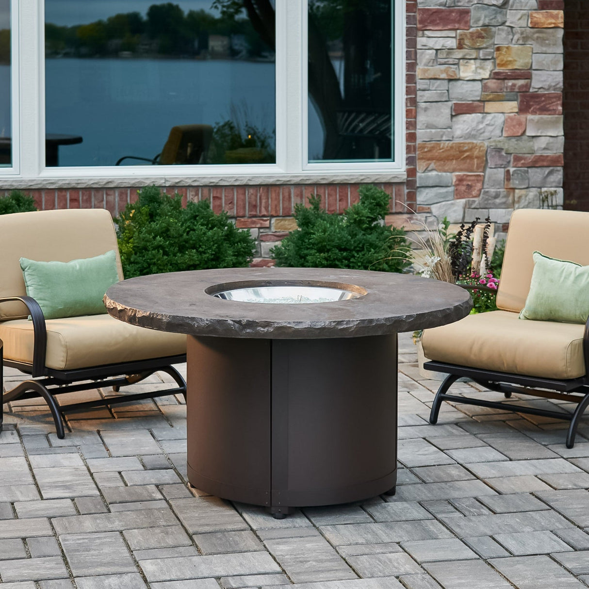 The Outdoor Greatroom Beacon 48" Round Gas Fire Pit Table - BC-20-MNB