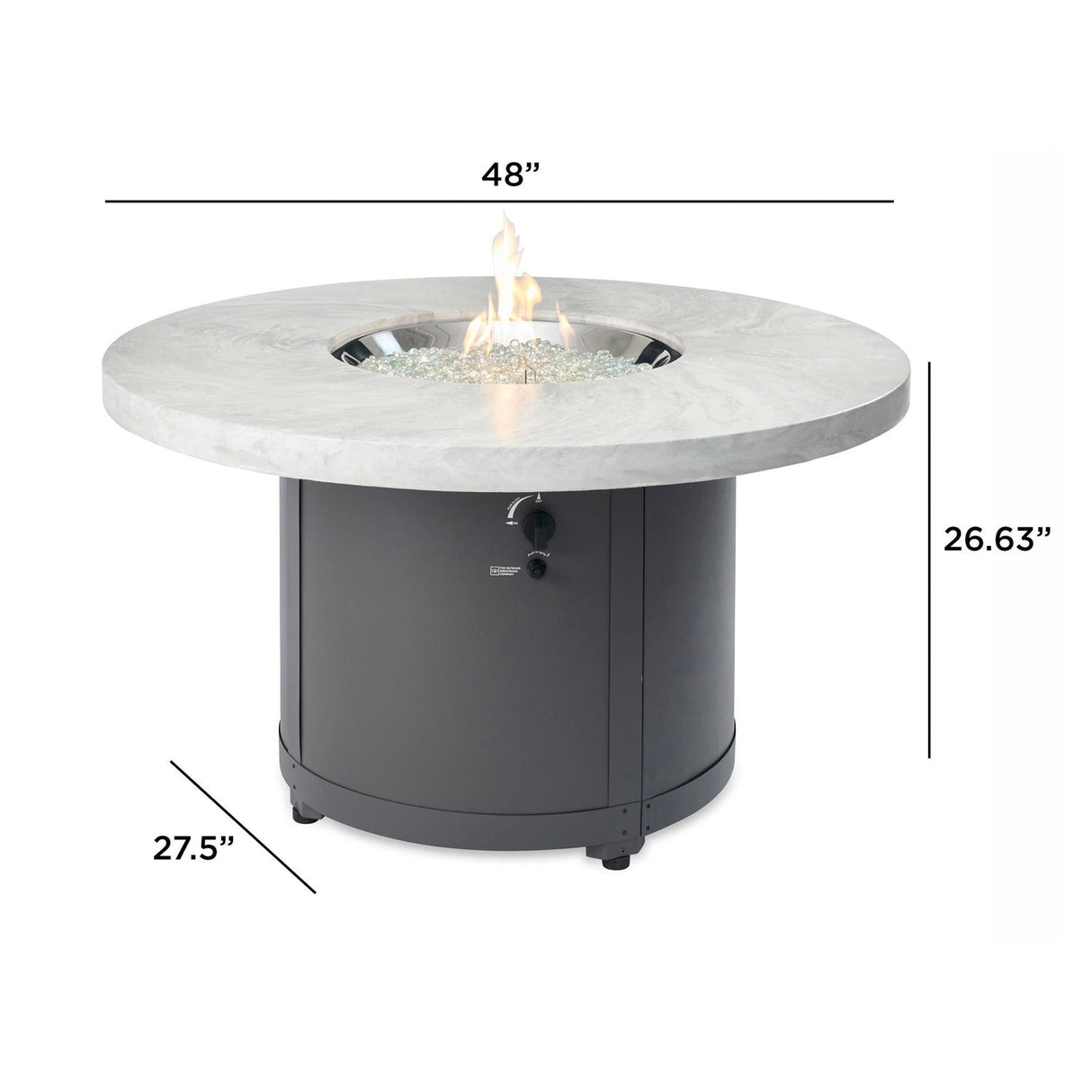 The Outdoor Greatroom Beacon 48" Round Gas Fire Pit Table - BC-20-MNB