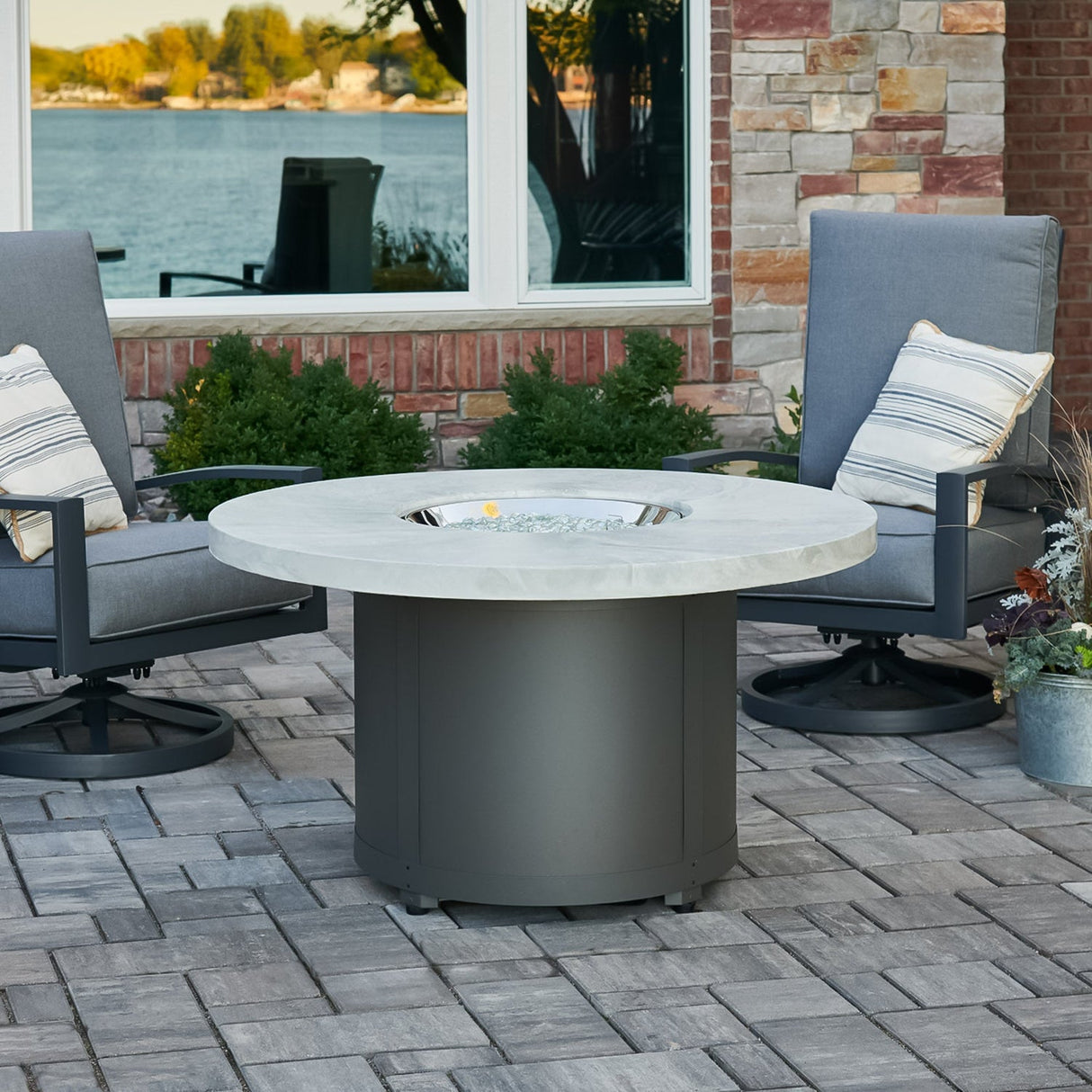 The Outdoor Greatroom Beacon 48" Round Gas Fire Pit Table - BC-20-MNB