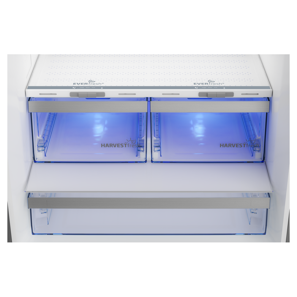 Beko 30" Counter Depth Bottom Freezer Refrigerator with 16.11 cu. ft. Capacity, FreshGuard, LED Theater Lighting, Ice Maker, Energy Star in Stainless Steel