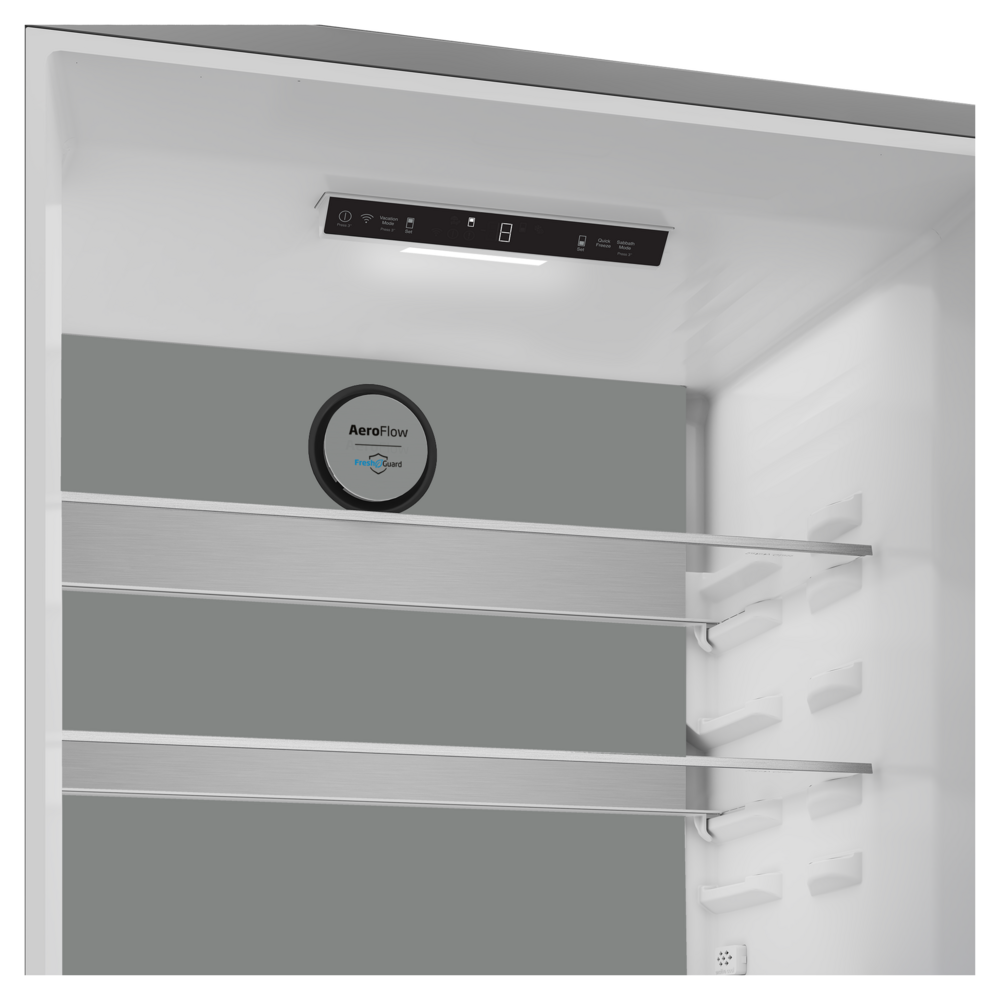 Beko 30" Counter Depth Bottom Freezer Refrigerator with 16.11 cu. ft. Capacity, FreshGuard, LED Theater Lighting, Ice Maker, Energy Star in Stainless Steel
