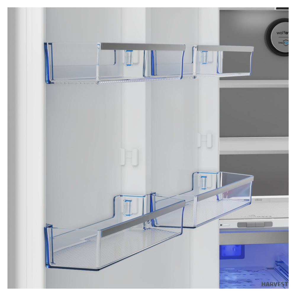 Beko 30" Counter Depth Bottom Freezer Refrigerator with 16.11 cu. ft. Capacity, FreshGuard, LED Theater Lighting, Ice Maker, Energy Star in Stainless Steel