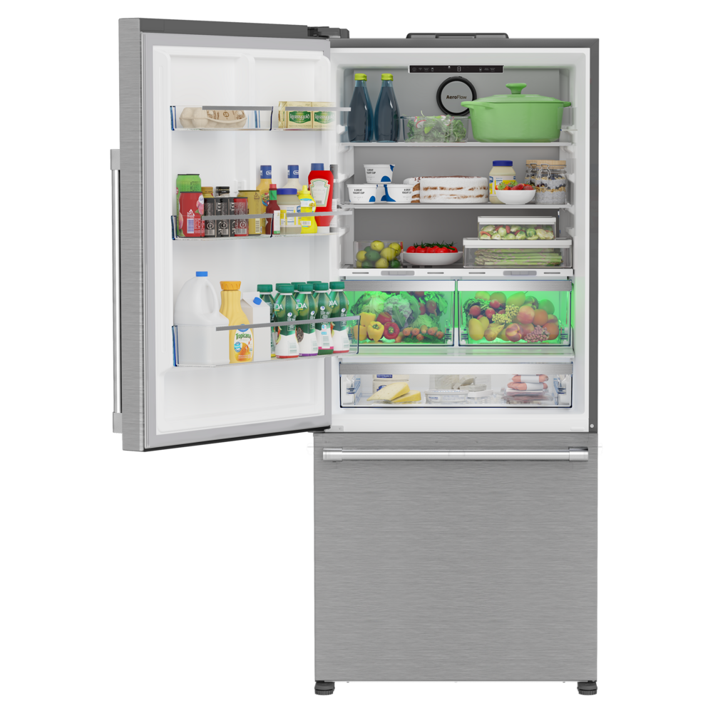 Beko 30" Counter-Depth Bottom Freezer Refrigerator with 16.11 cu. ft. Capacity, LED Theater Lighting, Energy Star, FreshGuard in Stainless Steel
