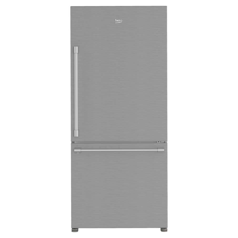Beko 30" Counter-Depth Bottom Freezer Refrigerator with 16.11 cu. ft. Capacity, LED Theater Lighting, Energy Star, FreshGuard in Stainless Steel