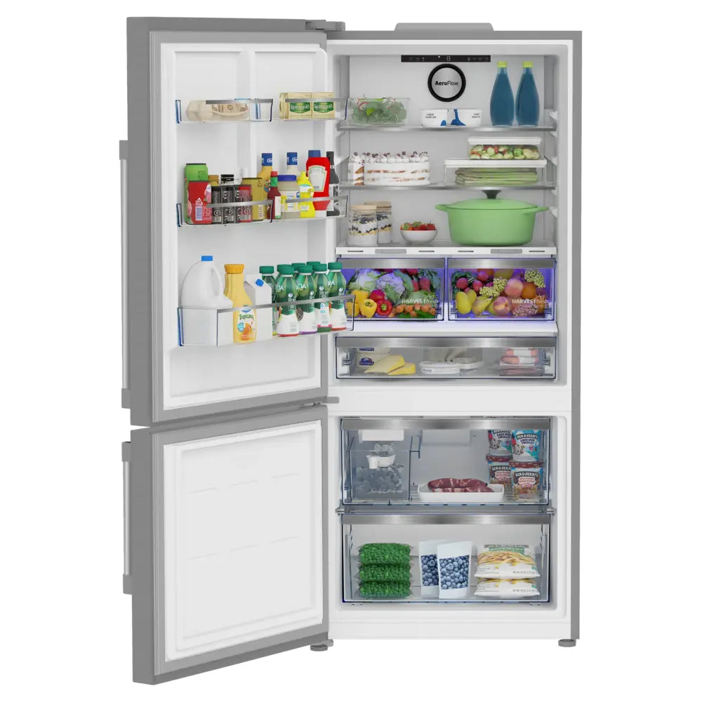 Beko 30" Counter-Depth Smart Bottom Freezer Refrigerator with 16.07 cu. ft. Capacity, Automatic Ice Maker, Energy Star, in Stainless Steel