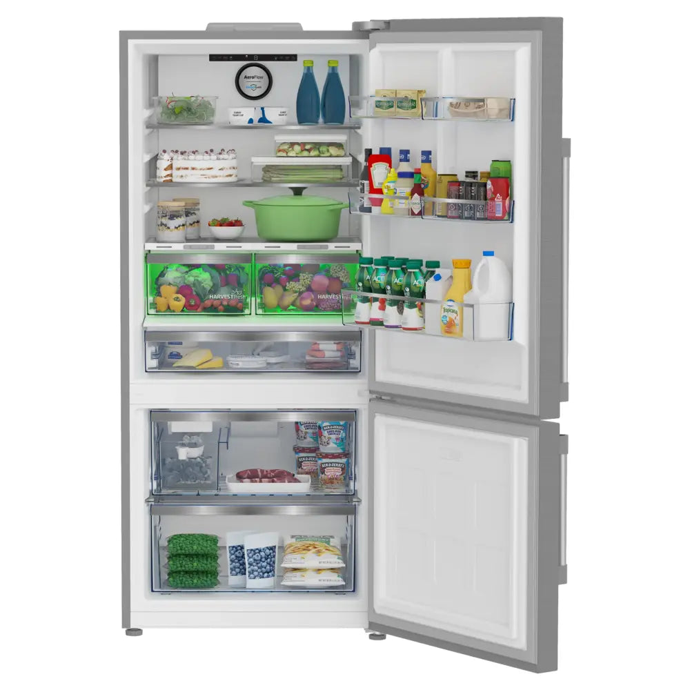 Beko 30" Counter-Depth Smart Bottom Freezer Refrigerator with 16.07 cu. ft. Capacity, Automatic Ice Maker, Energy Star, in Stainless Steel